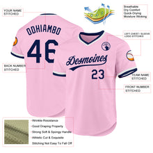 Load image into Gallery viewer, Custom Light Pink Navy-White Authentic Throwback Baseball Jersey
