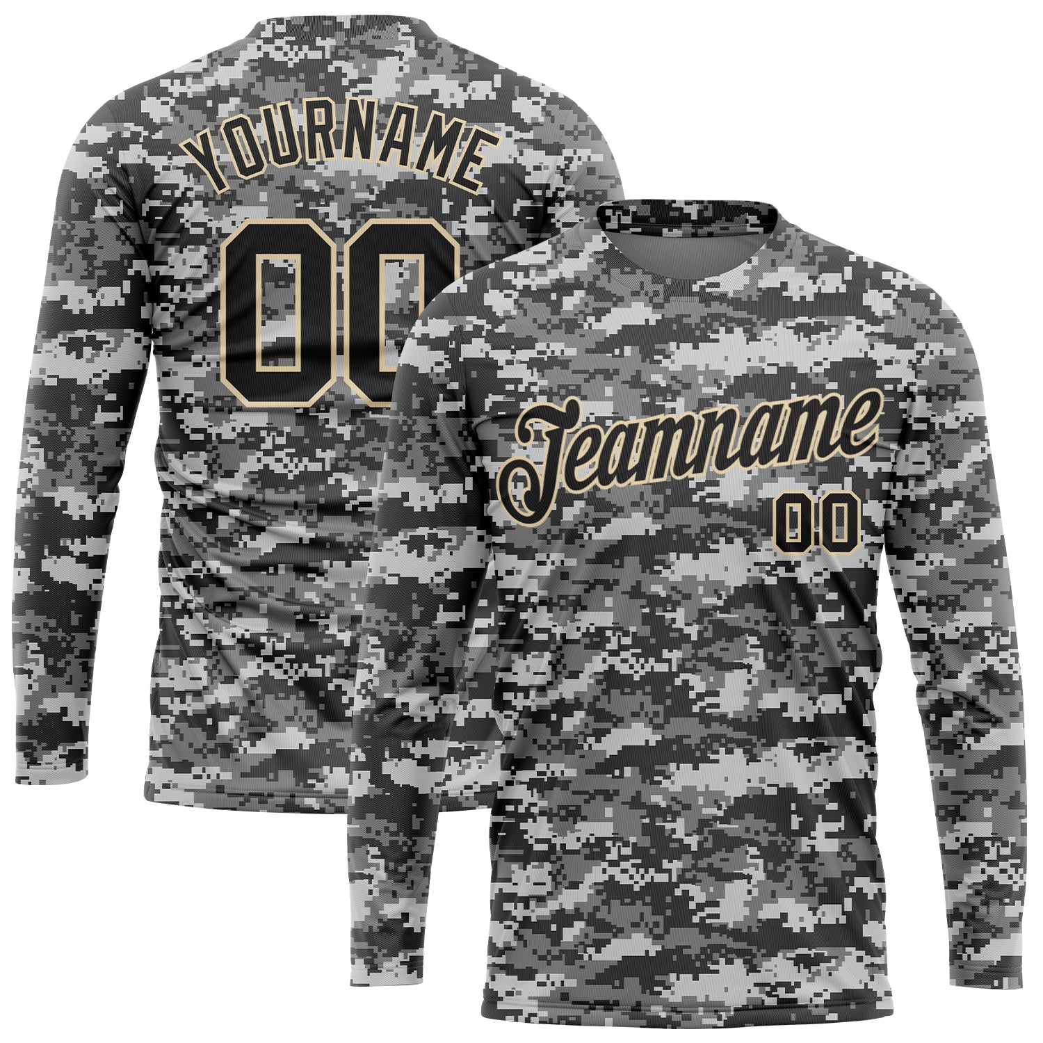 Custom Camo Black Cream Salute To Service Long Sleeve Performance T Shirt