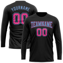 Charger l&#39;image dans la galerie, Custom Black Pink-Light Blue Long Sleeve Performance T-Shirt
