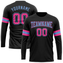 Charger l&#39;image dans la galerie, Custom Black Pink-Light Blue Long Sleeve Performance T-Shirt
