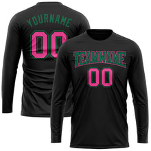 Загрузить изображение в средство просмотра галереи, Custom Black Pink-Kelly Green Long Sleeve Performance T-Shirt
