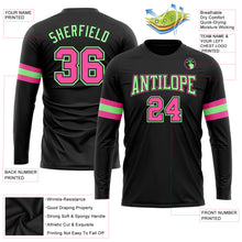 Загрузить изображение в средство просмотра галереи, Custom Black Pink-Pea Green Long Sleeve Performance T-Shirt
