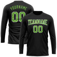 Charger l&#39;image dans la galerie, Custom Black Neon Green-White Long Sleeve Performance T-Shirt
