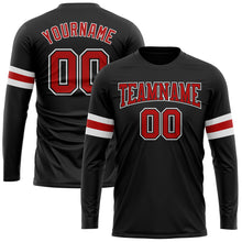 Загрузить изображение в средство просмотра галереи, Custom Black Red-White Long Sleeve Performance T-Shirt
