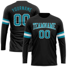 Charger l&#39;image dans la galerie, Custom Black Teal-White Long Sleeve Performance T-Shirt
