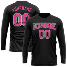 Charger l&#39;image dans la galerie, Custom Black Pink-White Long Sleeve Performance T-Shirt
