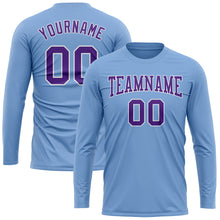 Charger l&#39;image dans la galerie, Custom Light Blue Purple-White Long Sleeve Performance T-Shirt
