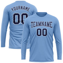 Charger l&#39;image dans la galerie, Custom Light Blue Navy-White Long Sleeve Performance T-Shirt
