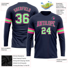 Charger l&#39;image dans la galerie, Custom Navy Pea Green-Pink Long Sleeve Performance Salute To Service T-Shirt
