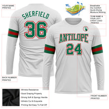 Загрузить изображение в средство просмотра галереи, Custom White Kelly Green-Red Long Sleeve Performance T-Shirt
