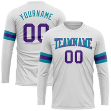 Charger l&#39;image dans la galerie, Custom White Purple-Teal Long Sleeve Performance T-Shirt
