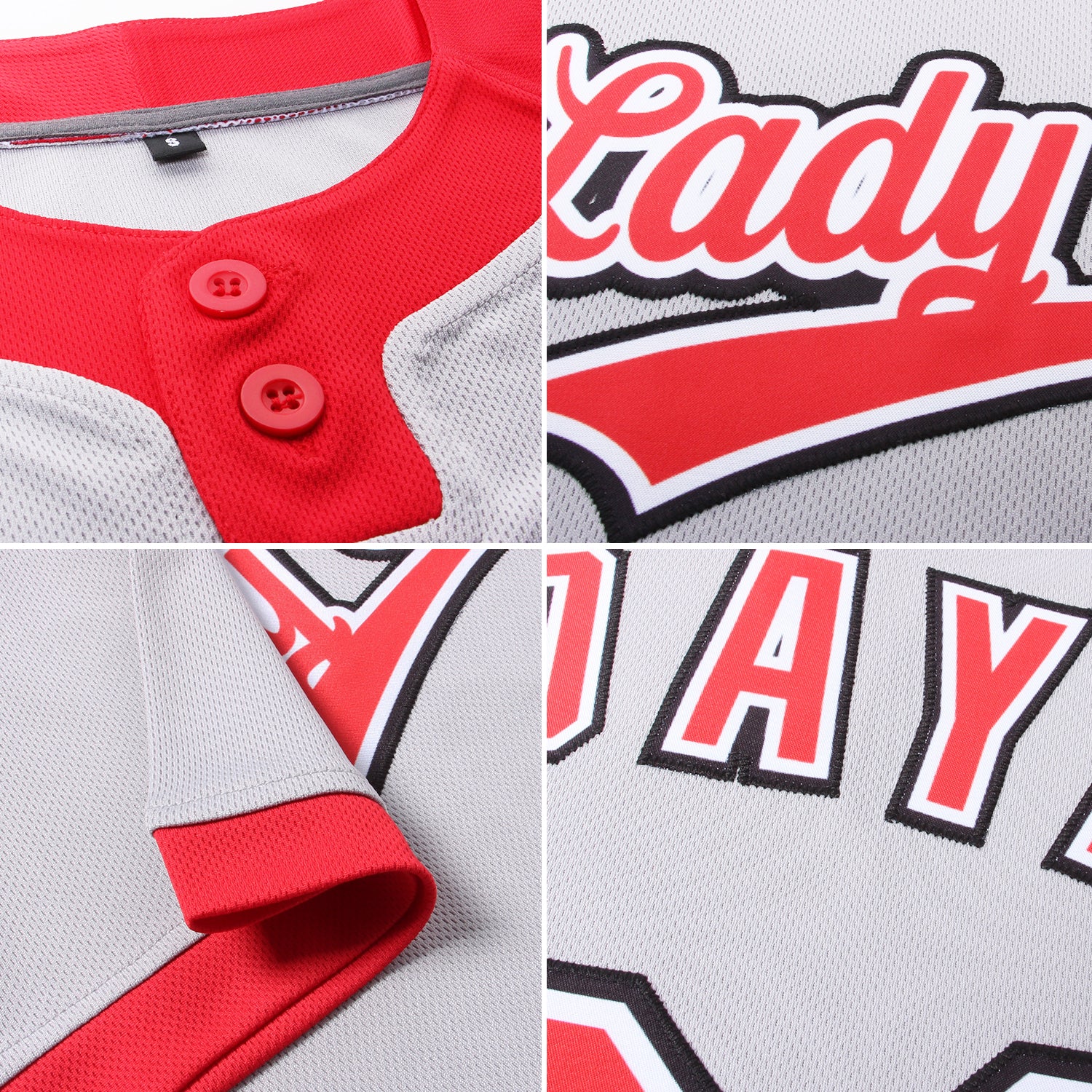 Cheap Custom Gray Red-Black Two-Button Unisex Softball Jersey Free Shipping  – CustomJerseysPro