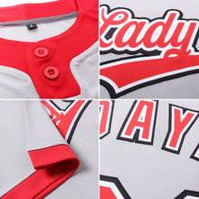 Загрузить изображение в средство просмотра галереи, Custom Gray Red-Black Two-Button Unisex Softball Jersey
