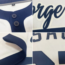 Load image into Gallery viewer, Custom White Navy Two-Button Unisex Softball Jersey
