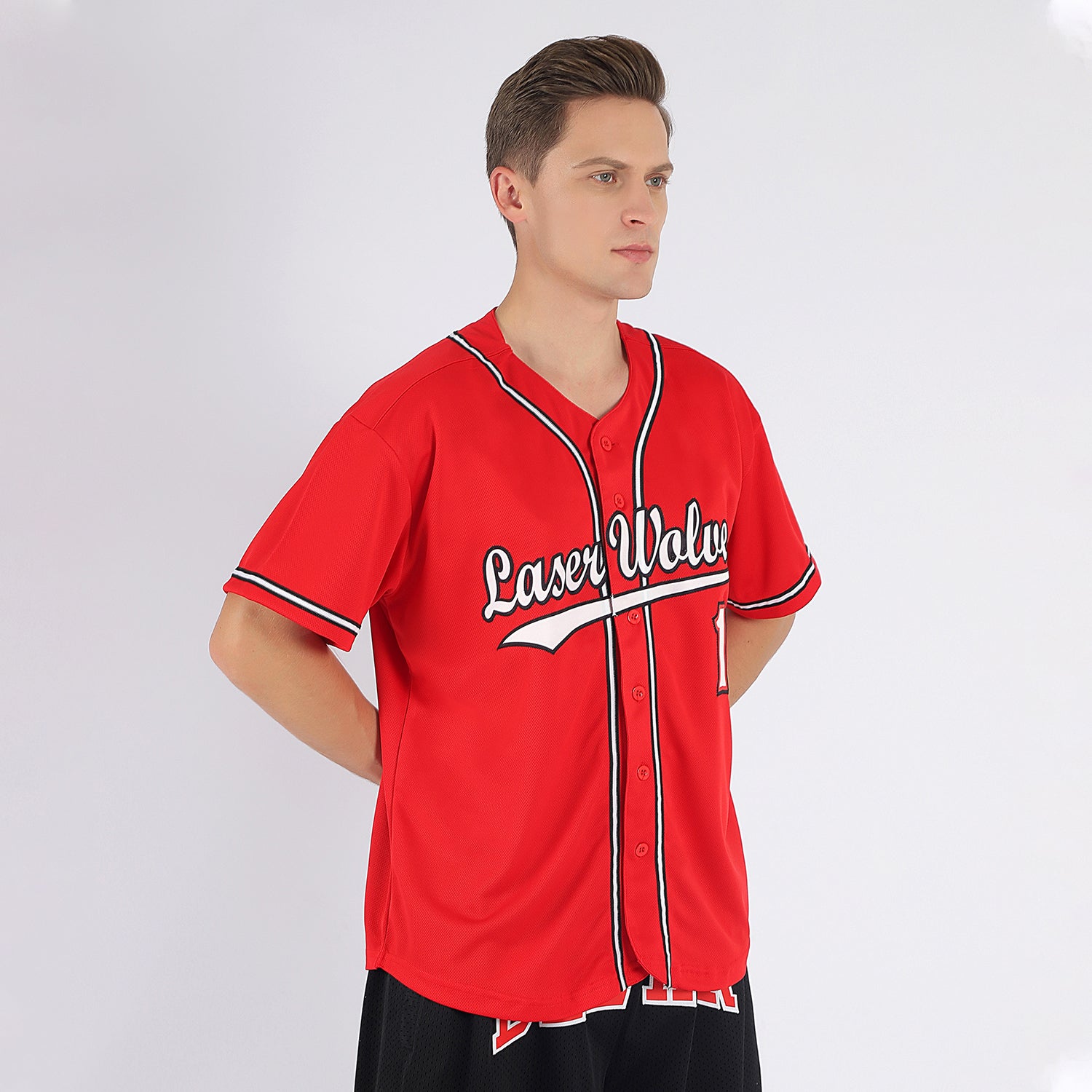 red black and white jersey