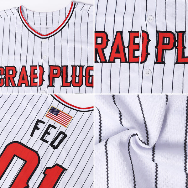 Creat Baseball Authentic White Black Strip Red American Flag
