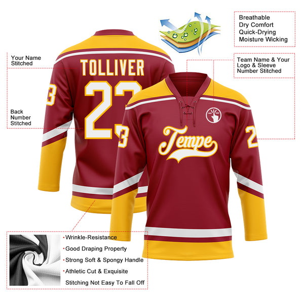 Cheap Custom Maroon Gold-White Hockey Jersey Free Shipping –  CustomJerseysPro