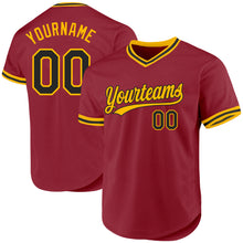 Загрузить изображение в средство просмотра галереи, Custom Maroon Black-Gold Authentic Throwback Baseball Jersey
