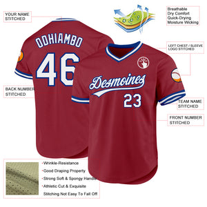 Custom Maroon White-Royal Authentic Throwback Baseball Jersey