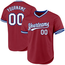 Charger l&#39;image dans la galerie, Custom Maroon White-Royal Authentic Throwback Baseball Jersey
