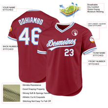 Загрузить изображение в средство просмотра галереи, Custom Maroon White-Light Blue Authentic Throwback Baseball Jersey
