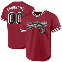 Load image into Gallery viewer, Custom Maroon Black-White Authentic Throwback Baseball Jersey
