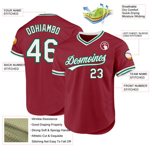 Custom Maroon White-Kelly Green Authentic Throwback Baseball Jersey