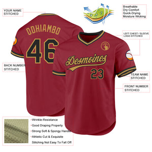 Custom Maroon Black-Old Gold Authentic Throwback Baseball Jersey