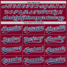 Load image into Gallery viewer, Custom Maroon Navy-White Authentic Throwback Baseball Jersey
