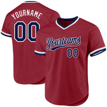 Загрузить изображение в средство просмотра галереи, Custom Maroon Navy-White Authentic Throwback Baseball Jersey
