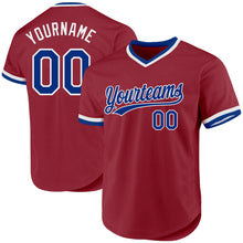 Load image into Gallery viewer, Custom Maroon Royal-White Authentic Throwback Baseball Jersey
