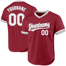 Charger l&#39;image dans la galerie, Custom Maroon White-Gray Authentic Throwback Baseball Jersey
