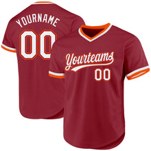 Charger l&#39;image dans la galerie, Custom Maroon White-Orange Authentic Throwback Baseball Jersey
