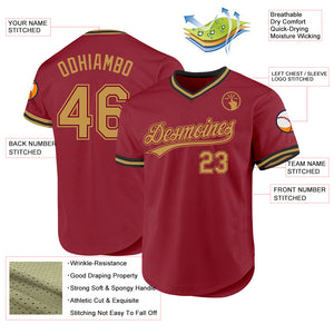 Custom Maroon Old Gold-Black Authentic Throwback Baseball Jersey