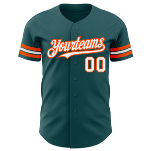 Custom Midnight Green White-Orange Authentic Baseball Jersey