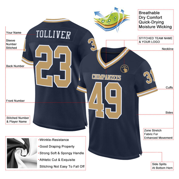 Cheap Custom White Black-Gold Mesh Authentic Football Jersey Free Shipping  – CustomJerseysPro