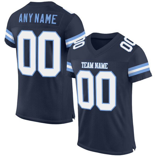 Cheap Custom Navy White-Light Blue Mesh Authentic Football Jersey