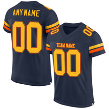 Загрузить изображение в средство просмотра галереи, Custom Navy Gold-Orange Mesh Authentic Football Jersey
