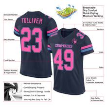 Загрузить изображение в средство просмотра галереи, Custom Navy Pink-Light Blue Mesh Authentic Football Jersey
