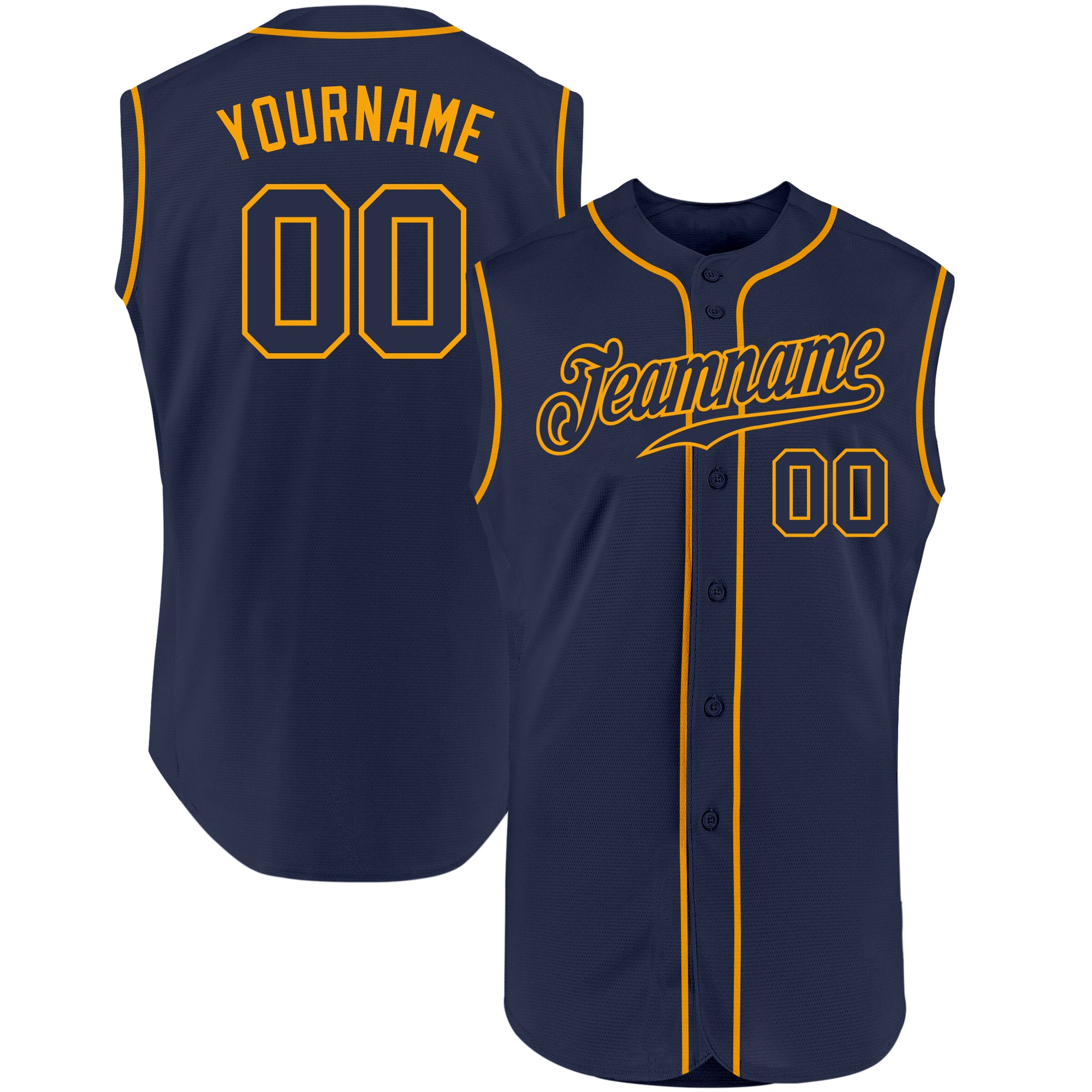 Cheap Custom Gray Navy-Gold Authentic Sleeveless Baseball Jersey Free  Shipping – CustomJerseysPro