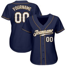 Charger l&#39;image dans la galerie, Custom Navy White-Old Gold Authentic Baseball Jersey
