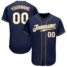 Charger l&#39;image dans la galerie, Custom Navy White-Old Gold Authentic Baseball Jersey
