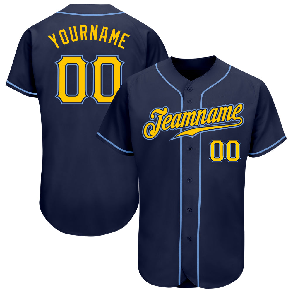 Cheap Custom Gold Navy-Light Blue Authentic Baseball Jersey Free Shipping –  CustomJerseysPro