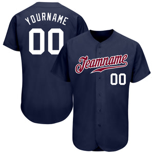 Custom Navy White-Maroon Authentic Baseball Jersey