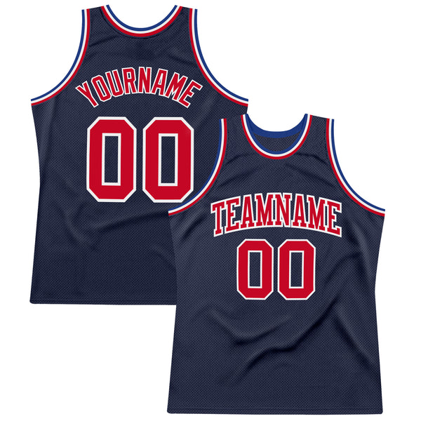 Cheap Custom Navy Red White Authentic Throwback Basketball Jersey Free Shipping CustomJerseysPro