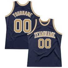 Загрузить изображение в средство просмотра галереи, Custom Navy Old Gold-White Authentic Throwback Basketball Jersey
