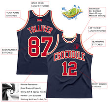 Charger l&#39;image dans la galerie, Custom Navy Red-Cream Authentic Throwback Basketball Jersey
