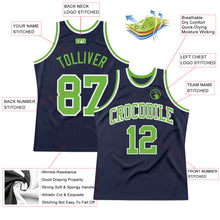 Charger l&#39;image dans la galerie, Custom Navy Neon Green-White Authentic Throwback Basketball Jersey
