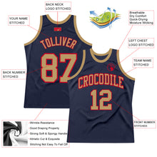 Load image into Gallery viewer, Custom Navy Old Gold-Red Authentic Throwback Basketball Jersey
