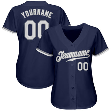 Custom Navy White-Gray Authentic Baseball Jersey